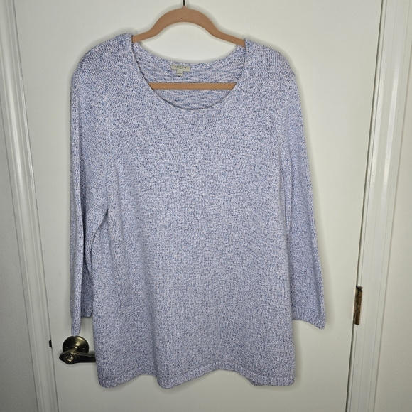 Talbots Plus Speckled Blue & Pink Crew Neck Sweater 2X - Picture 1 of 6